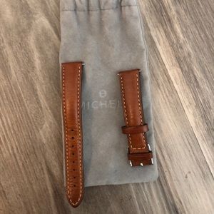 Michele brown leather watch band